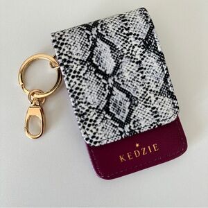 Kedzie Snakeskin Card Holder with Gold Keyring